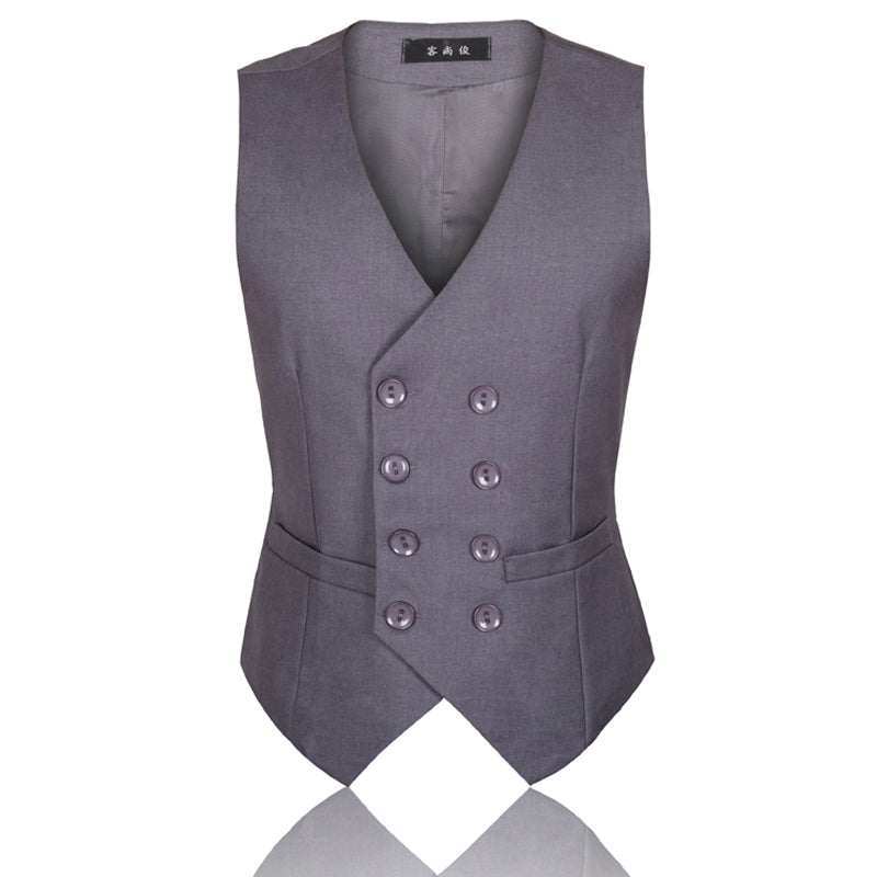 Large Size British Style Double-Breasted Casual Suit Vest