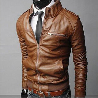 Winter men's leather jacket
