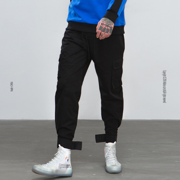 Multi pocket overalls men's beam pants