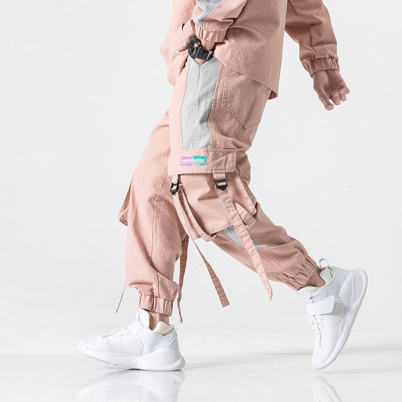 Spring new unique design male wind country tide three-dimensional pocket tooling pants