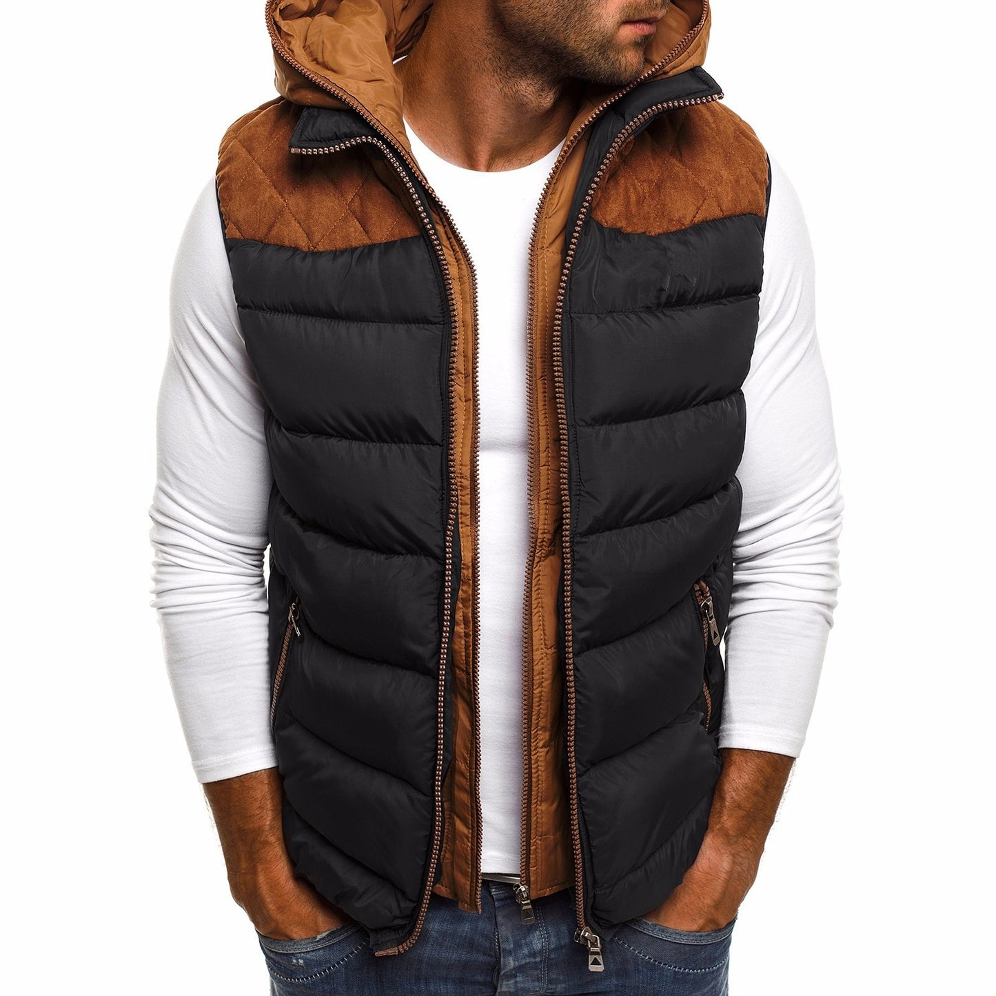 Men's hooded cotton vest