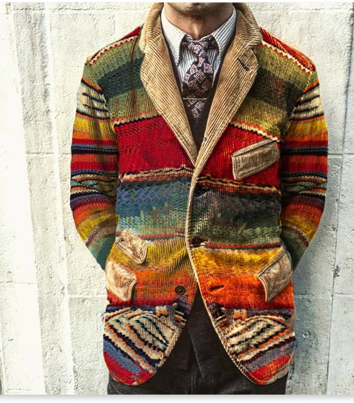 Men's fashion print personality trend suit jacket