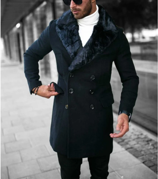 Winter Double-breasted Slim Plus Size Men's Coat Loose Fashion Jacket