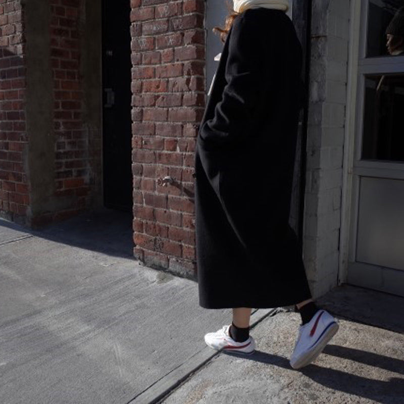 Fashion Double-Breasted Loose Long Woolen Coat