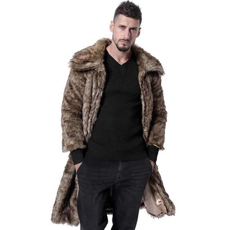 Men's Fur Coat Imitation Fox Fur Large Size Coat Trench Coat Faux Coat New