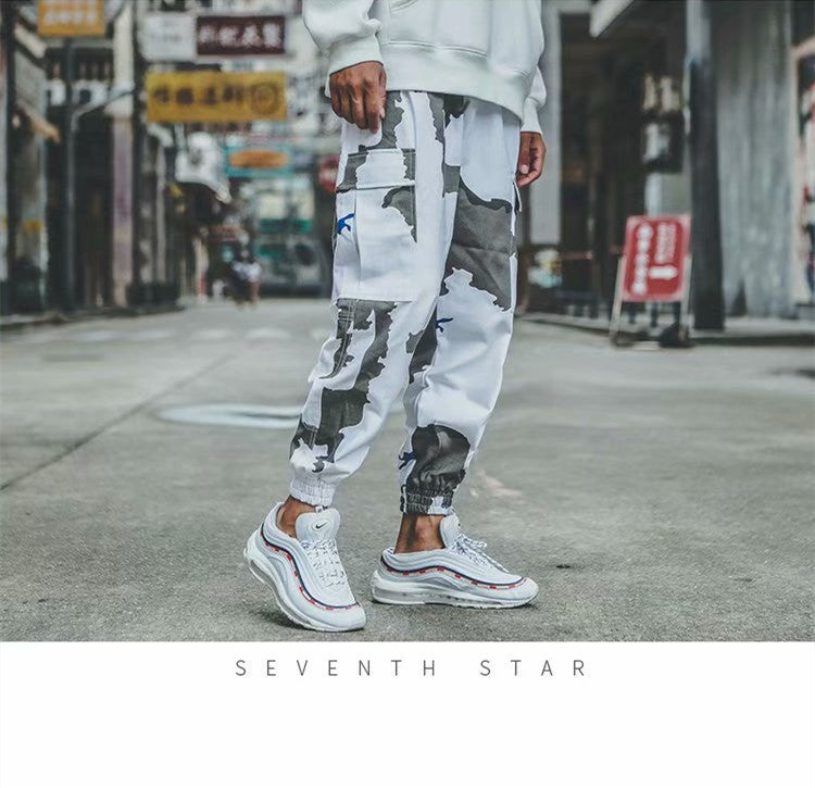 Weiß Camouflage Overalls Männer Japanischen Tide Marke Lose