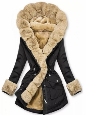 Winter Women's Warm Fur Collar Hooded Jacket
