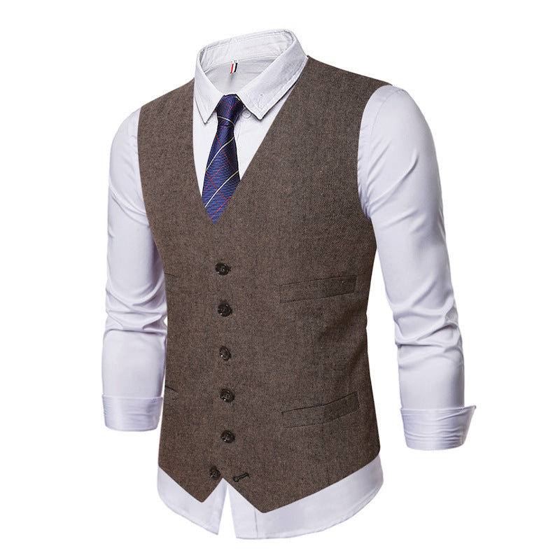 V-Neck Solid Color Casual Men's Suit Vest