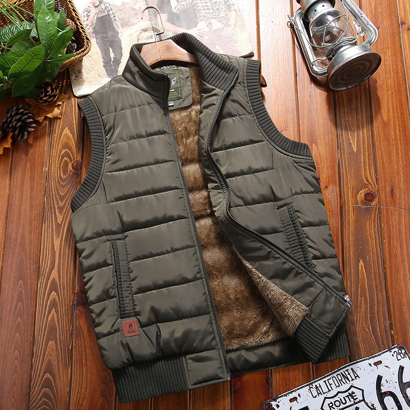 Men's Cotton Vest Plus Velvet Thick Warm Vest Jacket