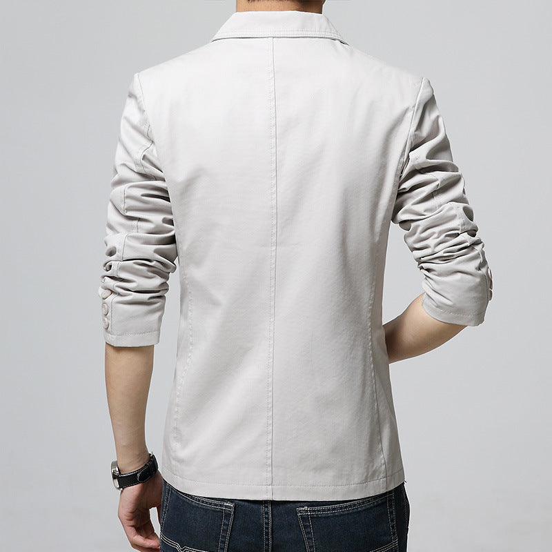 Men's Casual Small Suit Business Self Cultivation Suit Solid Color Pure Cotton Plus Size Blouse