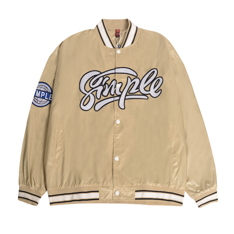 Retro Embroidery Baseball Jacket Male Hip-Hop Street Sports Cardigan Jacket