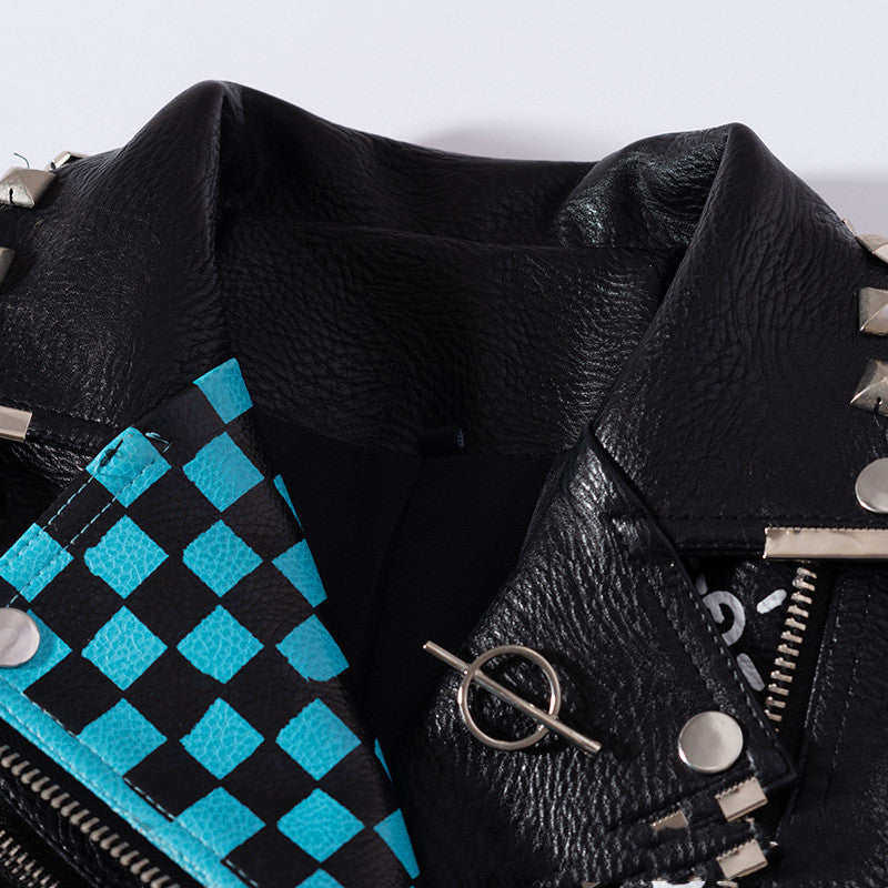 Mantel mit Graffiti-Print Damen Ledermantel