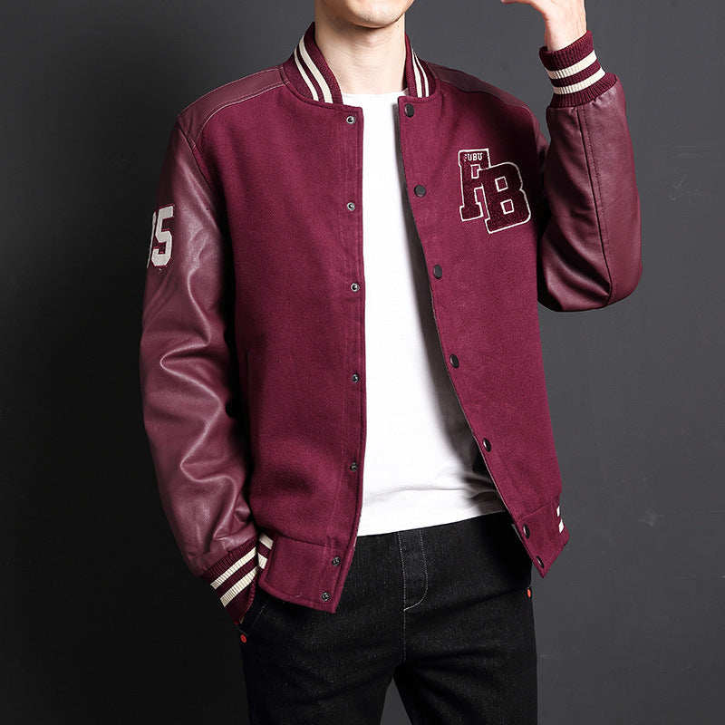 Men's baseball collar fleece jacket