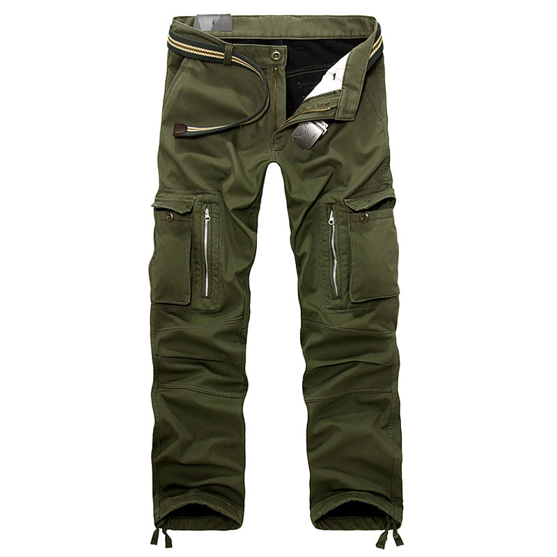In winter many new men's leisure pants pocket tooling plus cashmere washing overalls warm 012