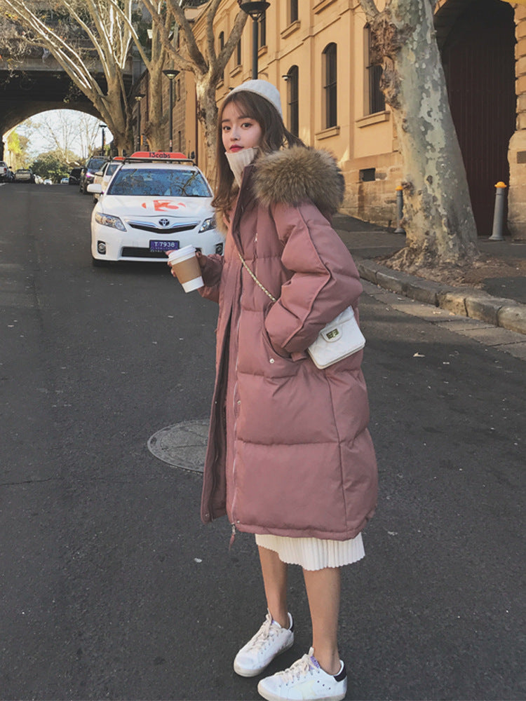 Ladies large fur collar cotton jacket