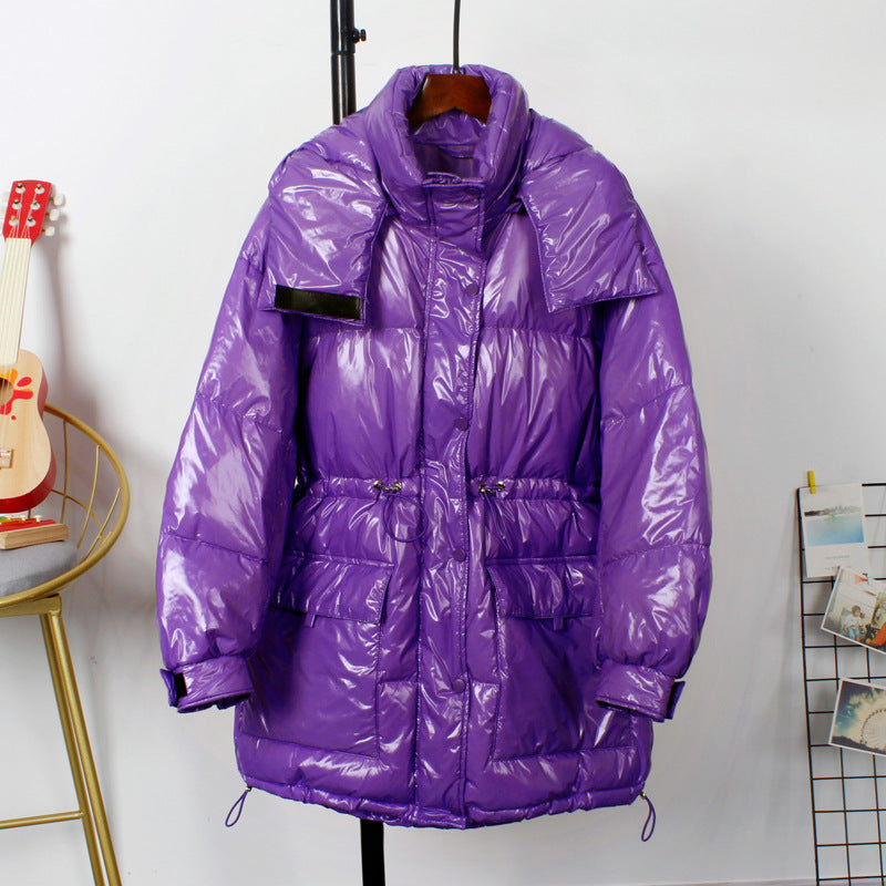 Leather hooded jacket