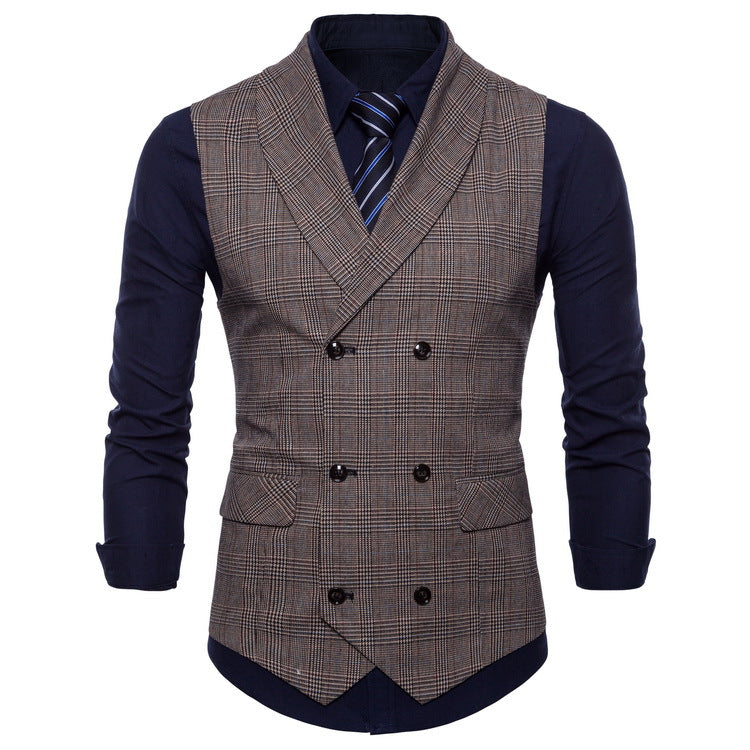 Checked lapel vest
