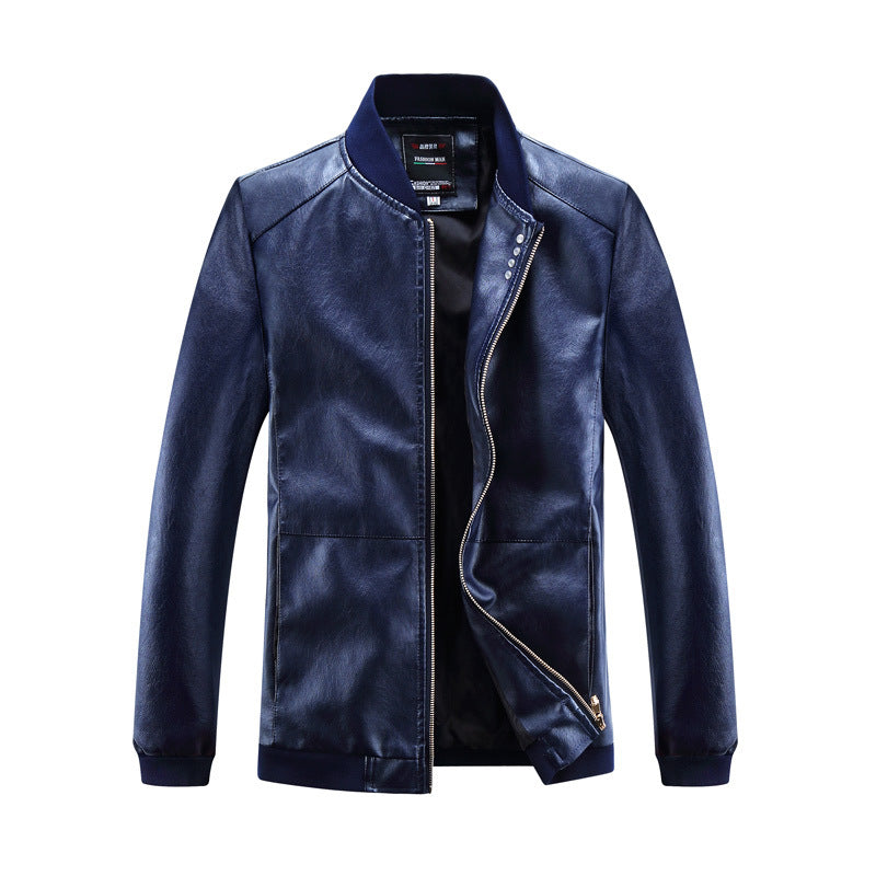 Men's Thin Baseball Collar PU Leather Jacket