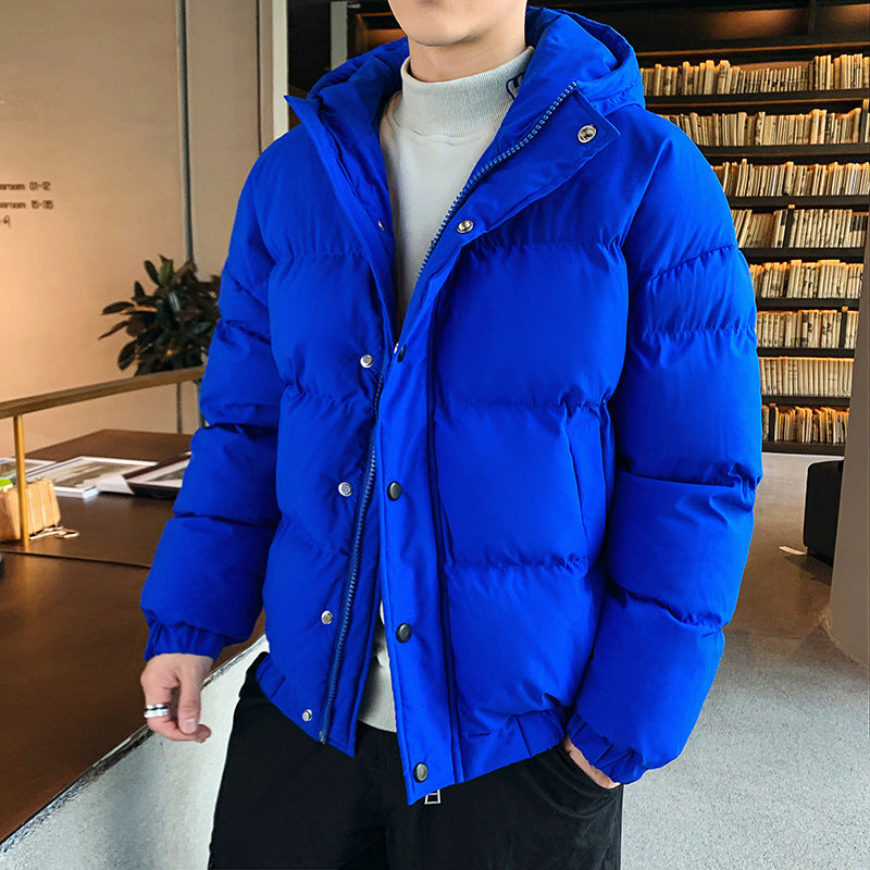 Hooded thick solid color cotton jacket