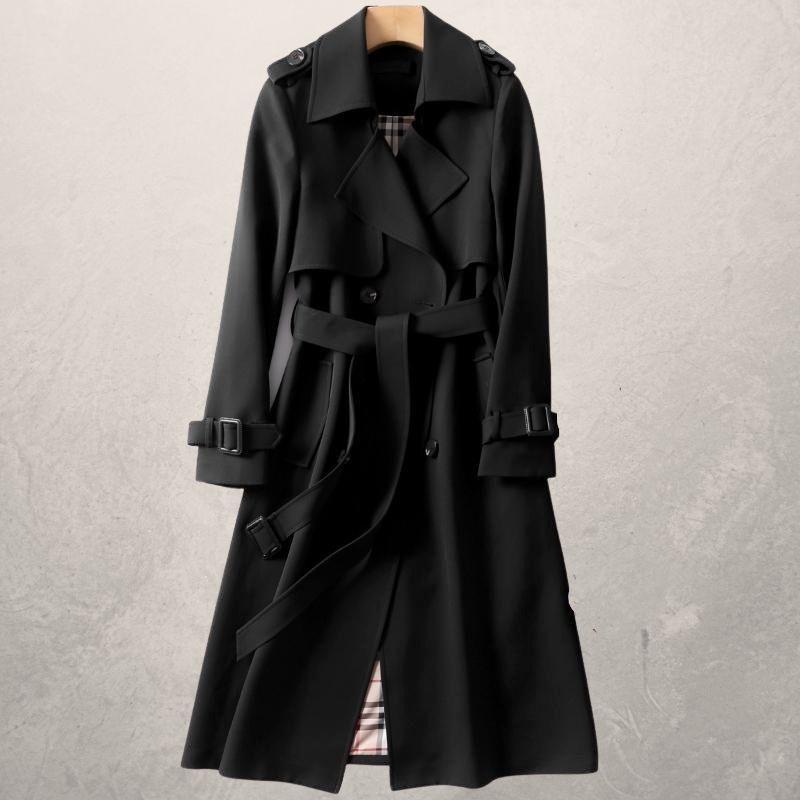 Damen Mittellanger Trenchcoat Herbst Langer Windbreaker