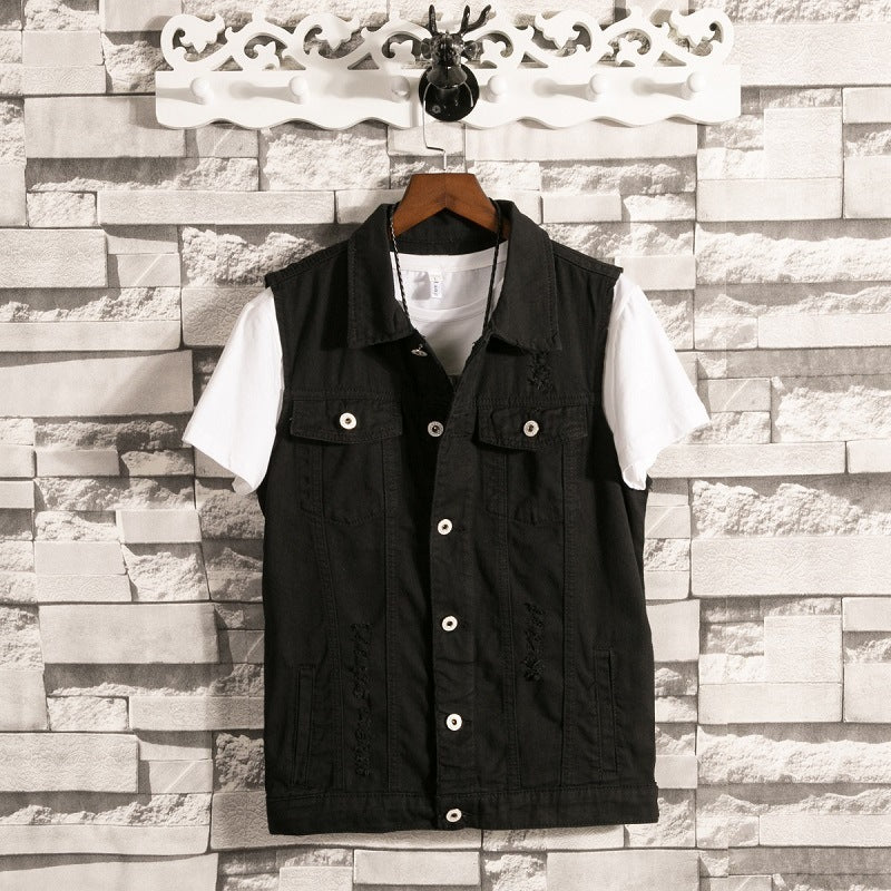 New Korean style slim men's denim vest