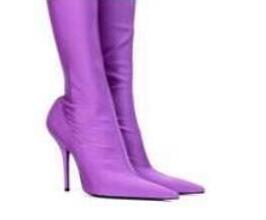 Floral Print Stiletto Sock Women Pointed Toe High Heels Ankle Boots