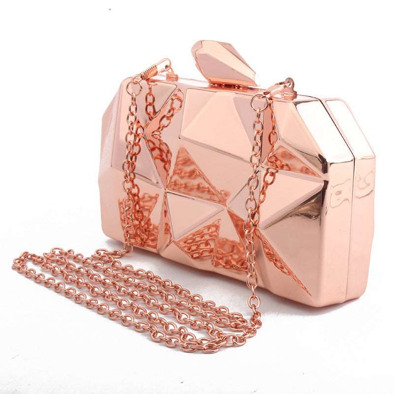 Bag Women's New Metal Hand-Held Evening Bag Trendy Messenger Chain One-Shoulder Party Dress Bag