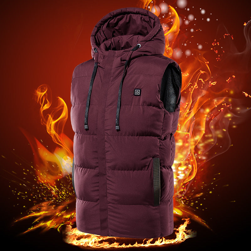 Winter Intelligent Heating Vest Hooded Heating Cotton Clothing