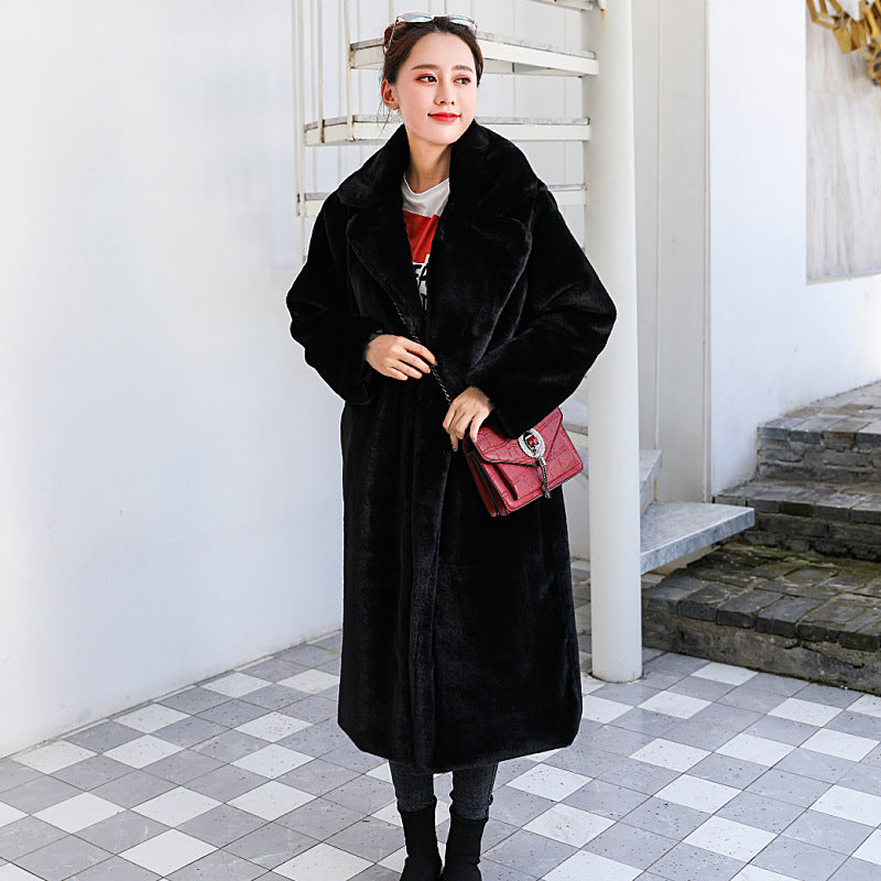 Fashion New High Quality Velvet Fur Long Coat Women