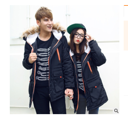 Langer Abschnitt Baumwollanzug Männer plus Samt dicken Mantel super großen Pelzkragen Mantel Paar