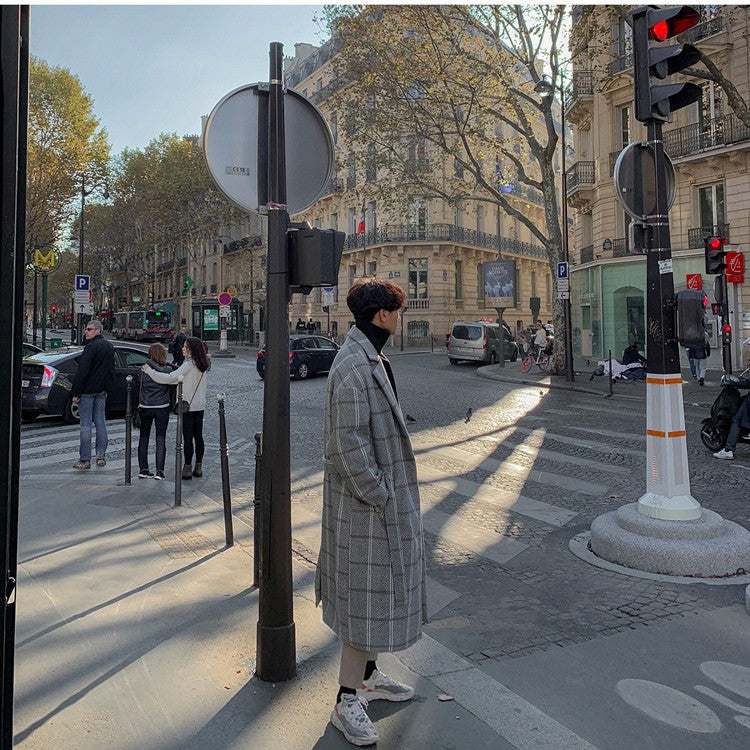 Men's Winter Plaid Coat Korean