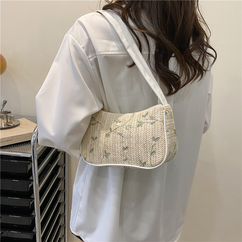 Summer Fairy Bag Women's New Trendy Small Fresh Flower Underarm Woven Bag Niche Handbag All-Match Shoulder Bag
