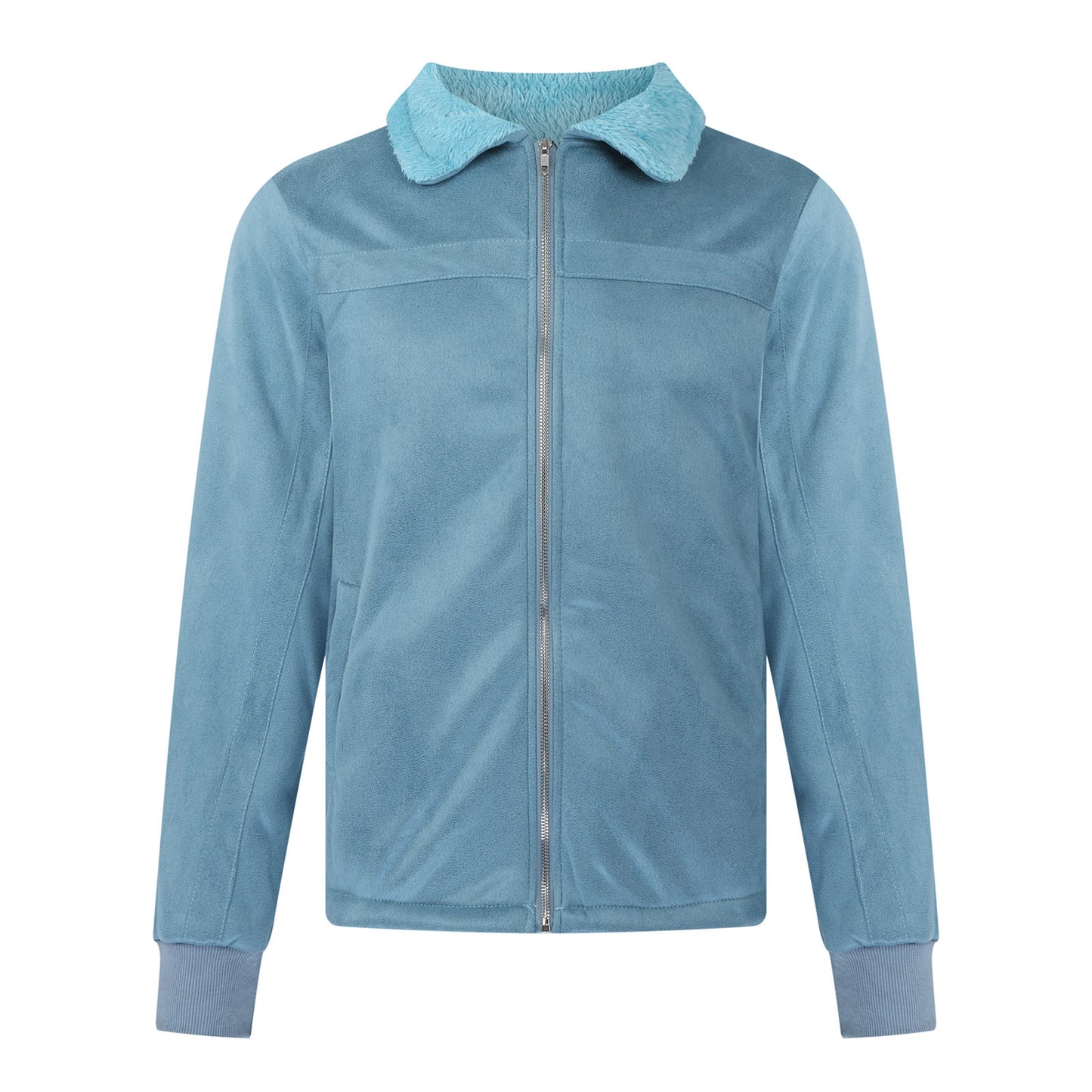 Oversized Frosted Velvet Plain Leather Jacket