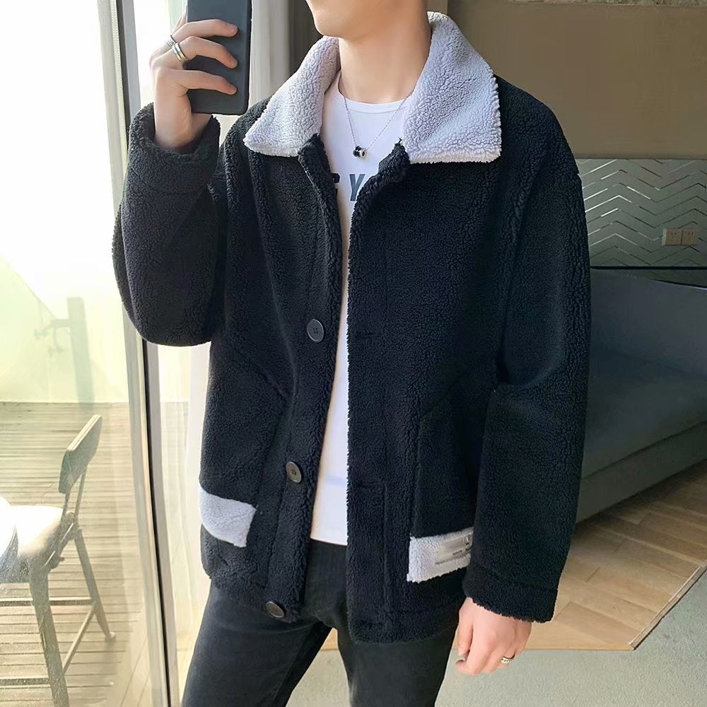 Thickened Warm Fleece Padded Jacket Men's Lamb Wool Coat