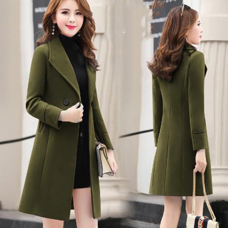 Thick Woolen Coat Women Middle-Aged and Elderly Plus Cotton