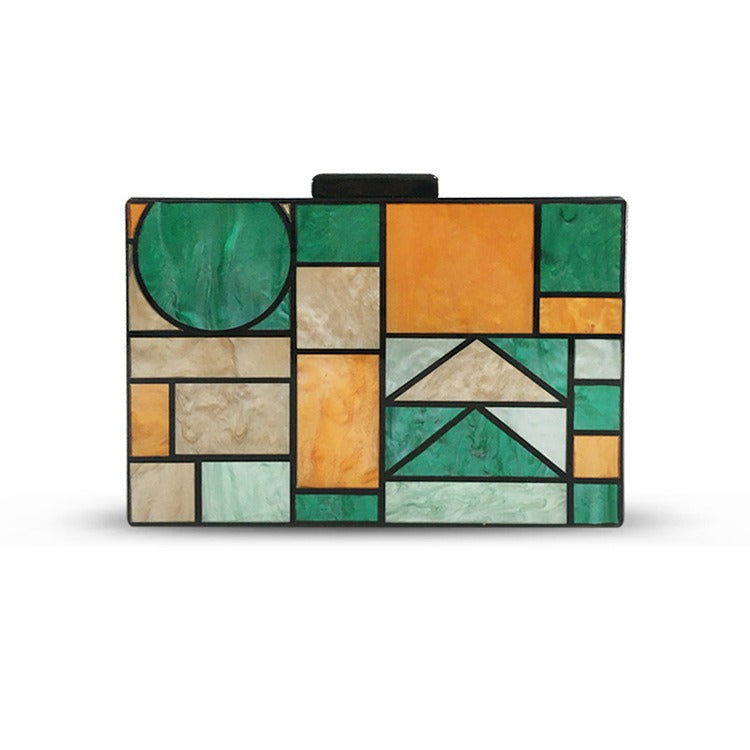 Geometric Splicing Acrylic Small Square Handbag