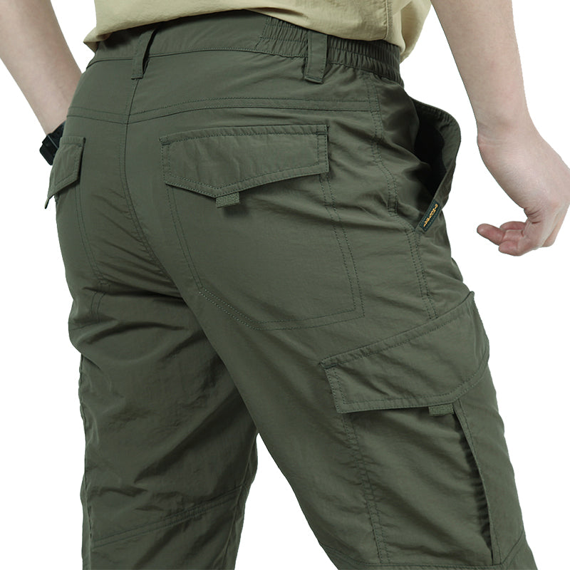 Men's straight tube mid waist elastic pants