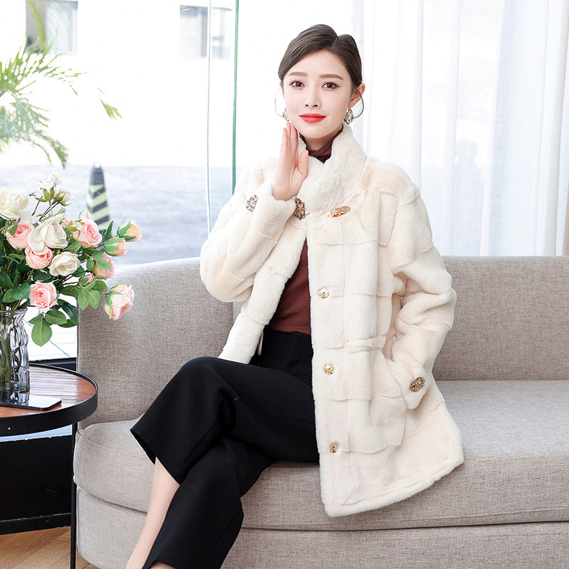 Mid-length Mink Coat Women's Thick Coat With Fur