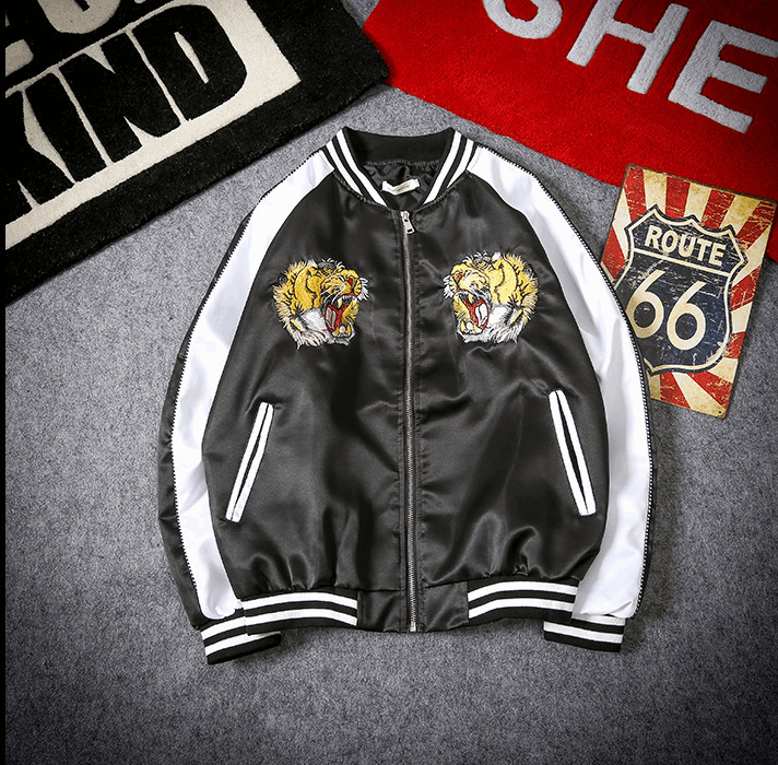 Autumn and winter men's national tide wholesale European and American fashion embroidery tiger jacket jacket tide brand