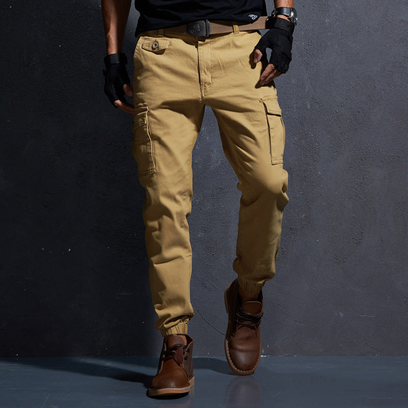 Men's slim solid color trousers