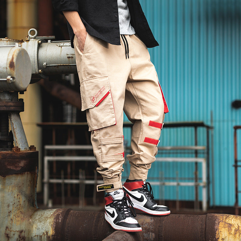 Multi-pocket overalls men's trendy leggings