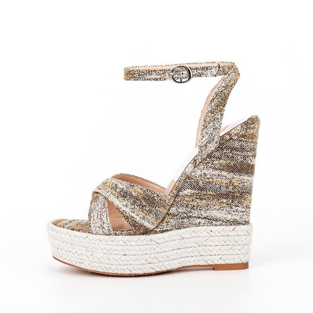 processing time:15 days after placing orders--New Brand Women's Spring and Summer New Fashion Elegant Pattern Round Head Slope Heel Waterproof Platform Skirt Shoes Show Shoes