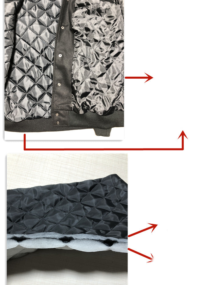 Short Top Leather Wool Stitching Jacket Casual All-match