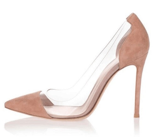 PVC Gespleißt Spitze High Heel Einzelne Schuhe Große Damen Schuhe Mode Schuhe