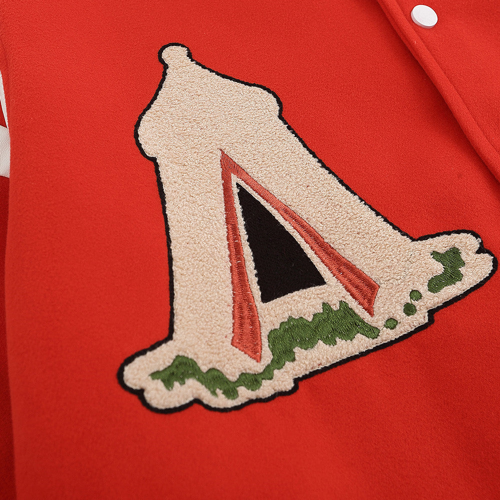 Towel Embroidered Lapel Jacket Baseball Men's Coat