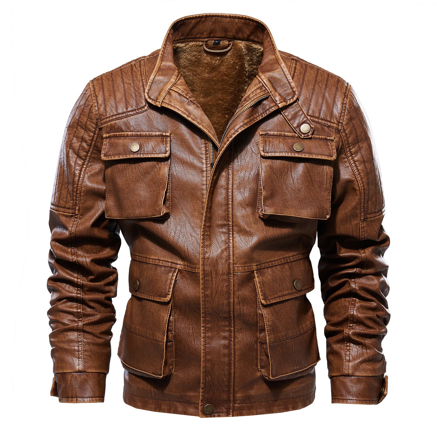 PU men's washed retro men's leather jacket