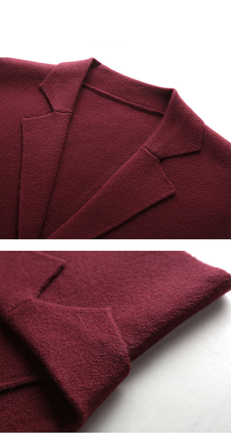 Solid Color Suit Collar Single-breasted Young And Middle-aged Men's Knitted Wool Vest