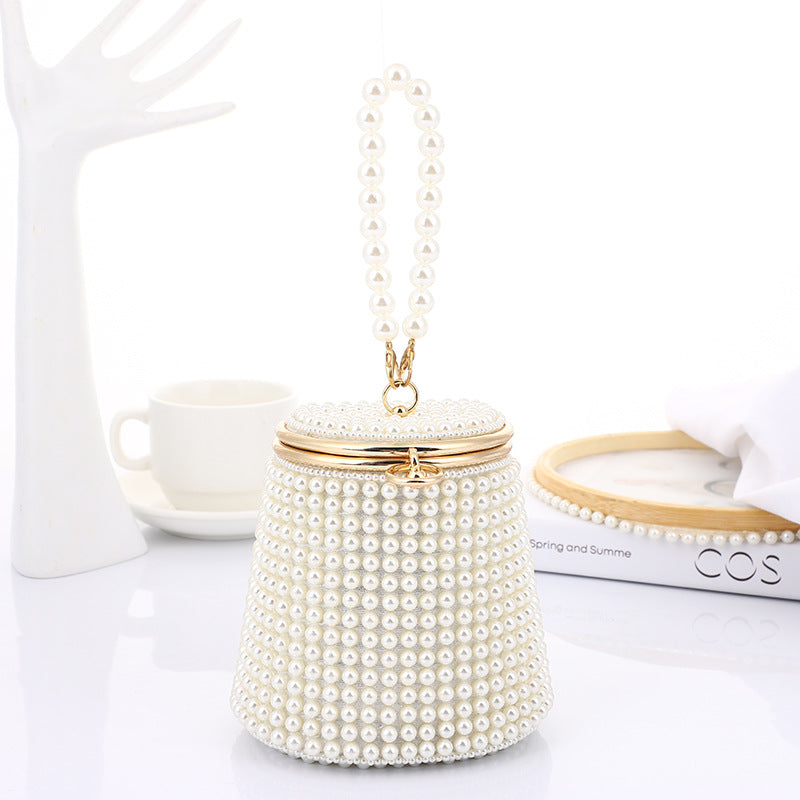 New Pearl Evening Bag Net Red Mini Portable Evening Bag Niche Bag Diy Pearl Bucket Bag