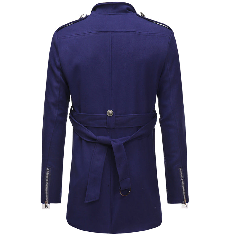 Lapel Men's Slim-fit Mid-length Woolen Trench Coat