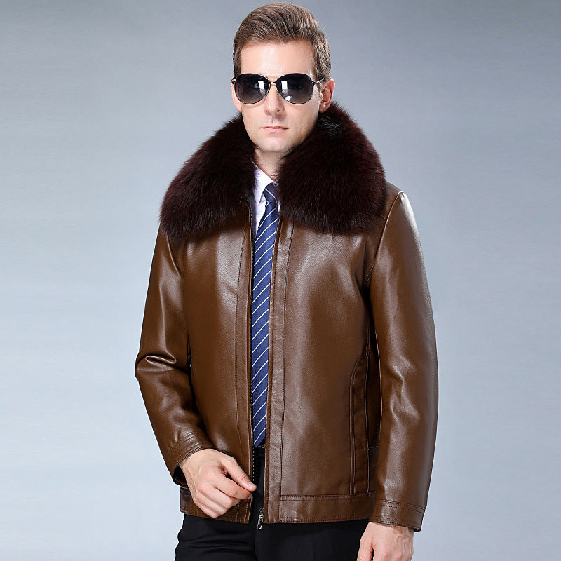 Lapel top layer sheepskin jacket